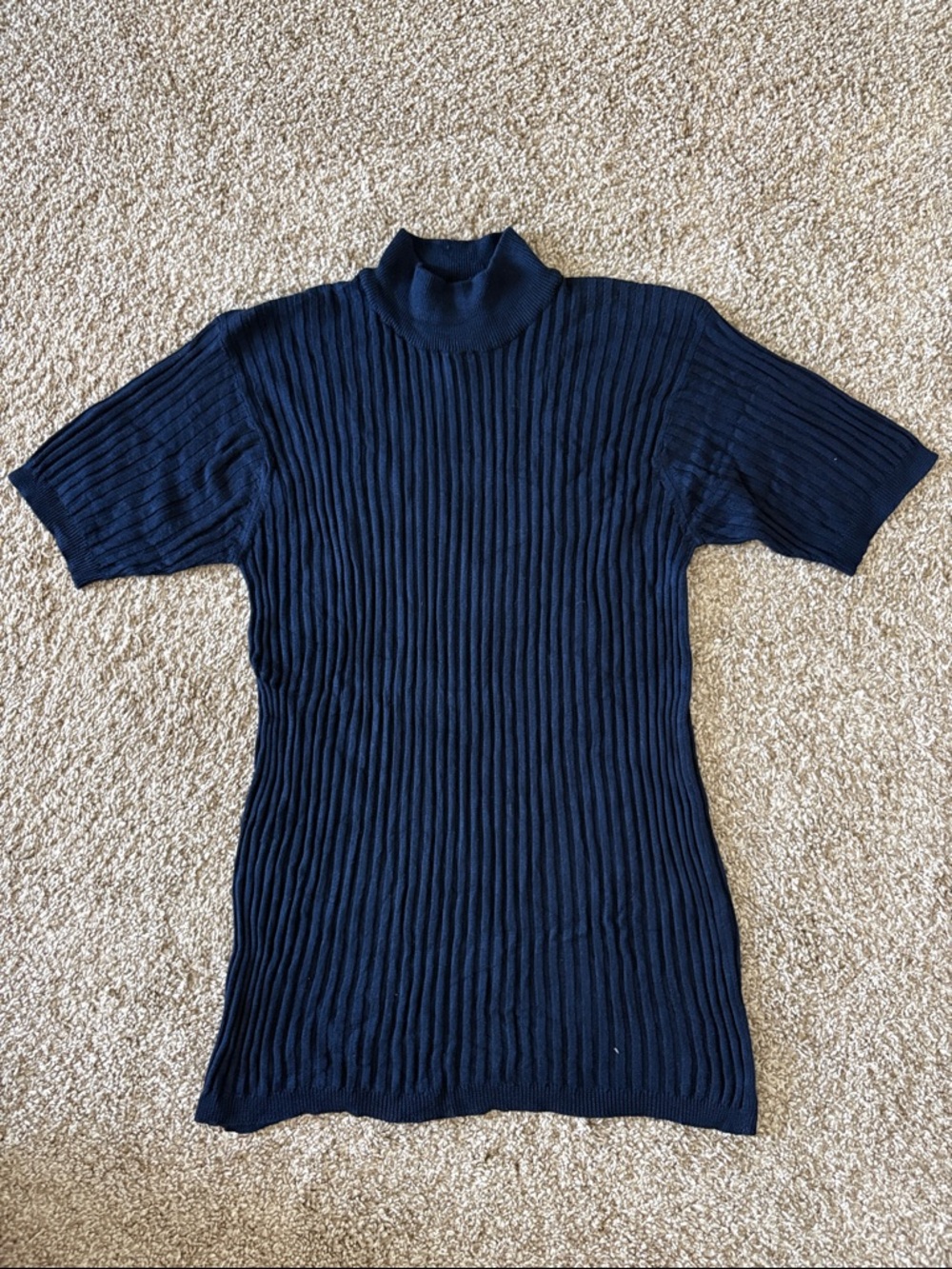 100% Silk Ribbed Short Sleeve Mockneck